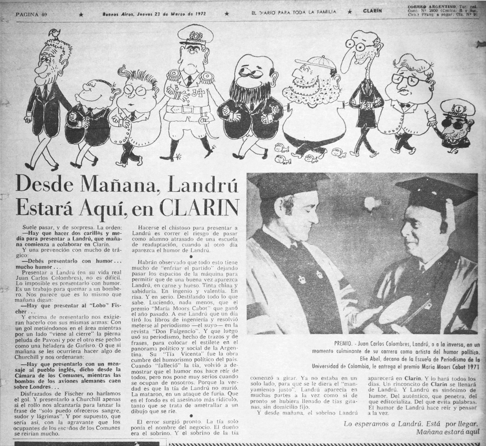 Landrú en en diario Clarín (marzo de 1972)
