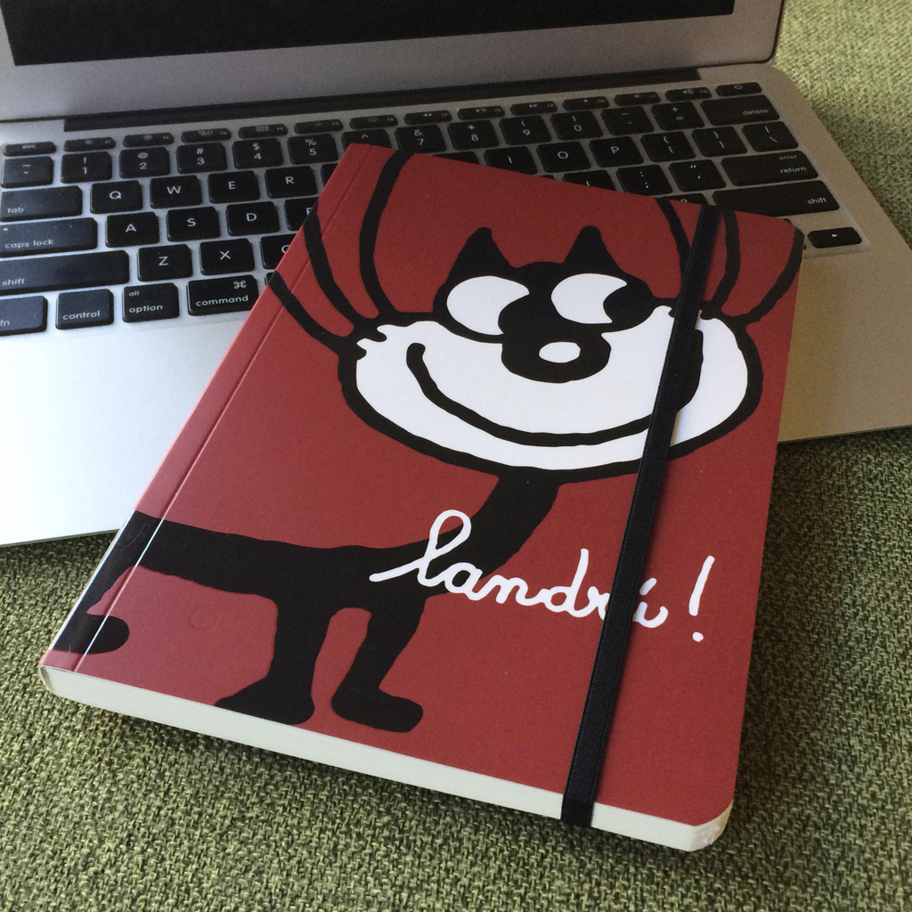 Cuaderno A5 Gato De Landrú 80 Hojas Rayadas con elástico y señalador