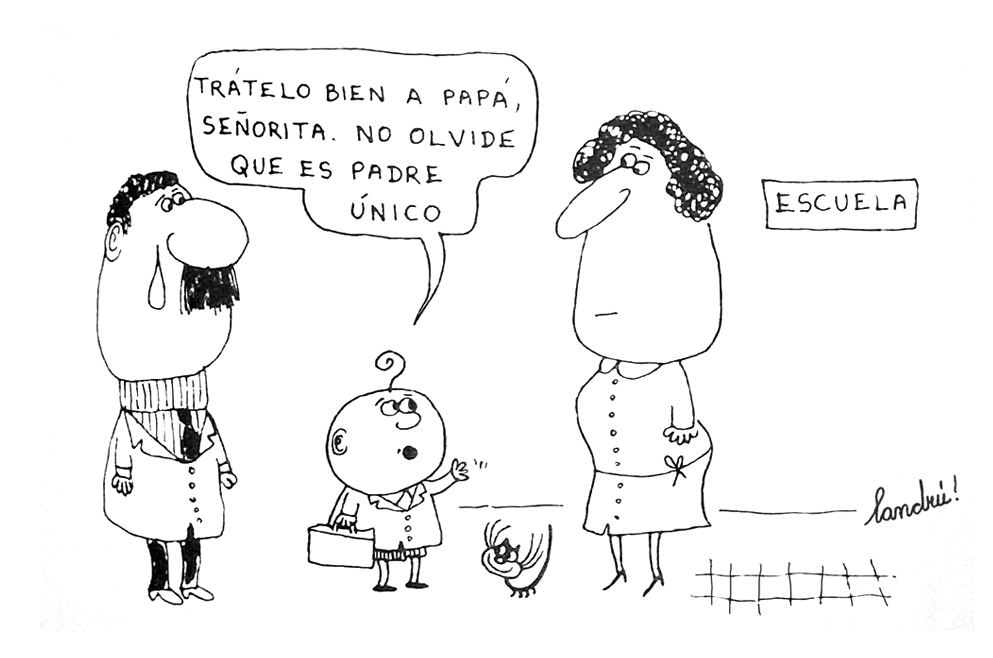 El humor de Landrú. Viñeta padre único.