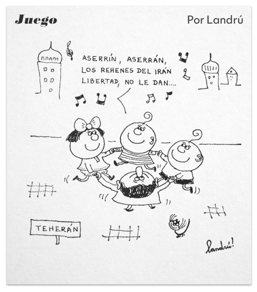 La crisis de los rehenes iraníes, en clave de canción infantil. Landrú. Clarín, 1979.